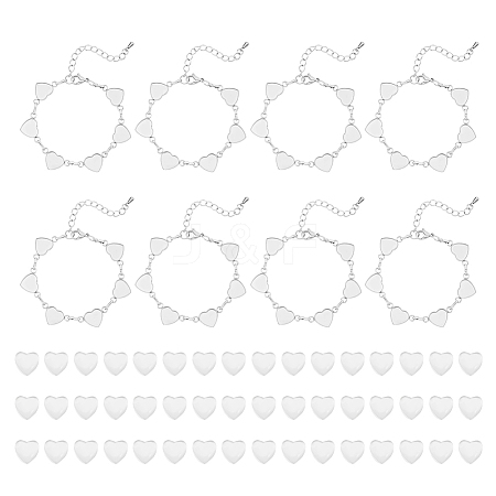 Heart 304 Stainless Steel Cabochon Setting Bracelets BJEW-AB00011-1