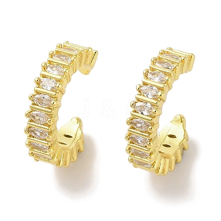 Brass Micro Pave Clear Cubic Zirconia Cuff Earrings for Women EJEW-I305-09G-1