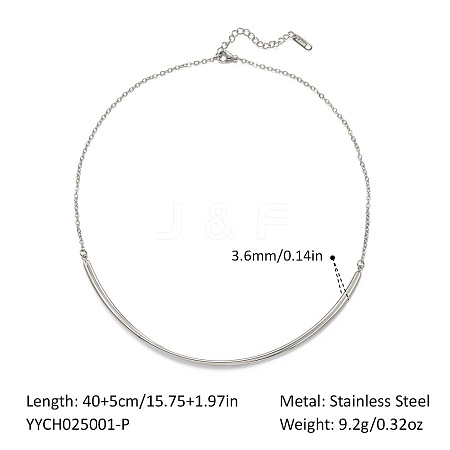 Minimalist 304 Stainless Steel Curved Stick Choker Necklaces for Women KY3347-2-1