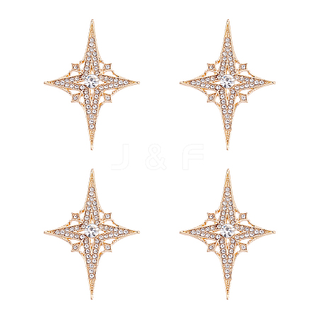 4Pcs Alloy Rhinestone Lapel Pins for Backpack Clothes JEWB-HY0001-64A-1