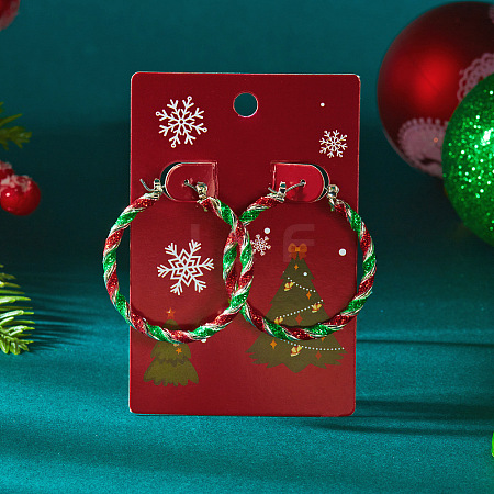 Christmas Alloy Enamel Twist Hoop Earrings FS-WG4C0CB-01-1