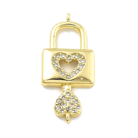 Rack Plating Brass Micro Pave Cubic Zirconia Connector Charms KK-D359-11G-1