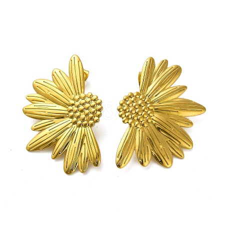 Sunflower 304 Stainless Steel Stud Earrings for Women EJEW-A117-02B-G-1