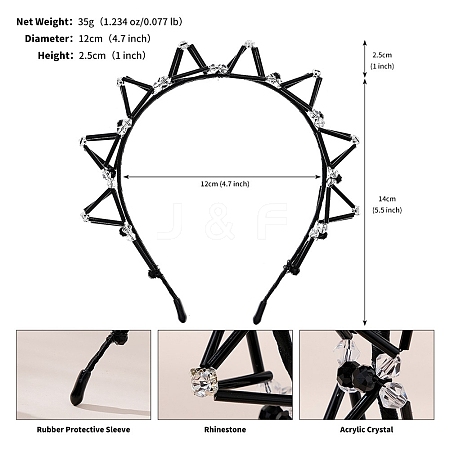 Alloy Glass Hair Bands PW-WG75295-02-1