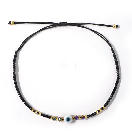 Bohemian Glass Seed Beaded Braided Bead Bracelets EZ3029-8-1