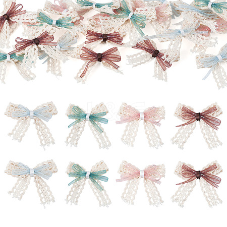 24Pcs 4 Styles Polyester Lace Bowknot Ornament Accessories DIY-TA0015-29-1