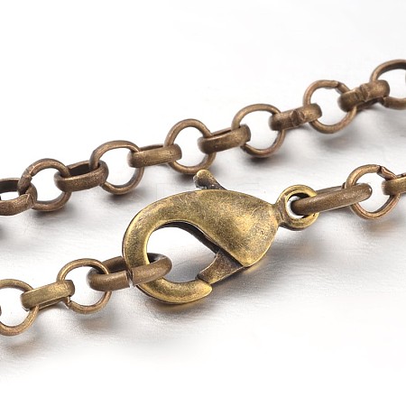 Iron Cross Chain Rolo Chain Necklace Making NJEW-JN01384-04-1