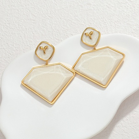 304 Stainless Steel & Acrylic Dangle Stud Earrings for Women EJEW-A164-06B-G-1