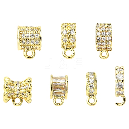 7Pcs 7 Styles Brass Micro Pave Cubic Zirconia Tube Bails KK-CJ0004-47G-1