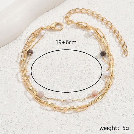 Iron Imitation Pearl Multi-layer Anklets for Women VB8880-1