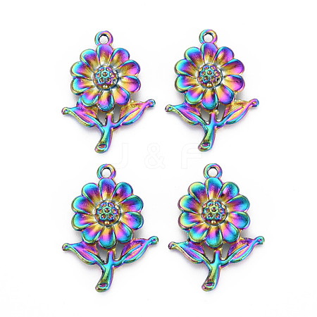 Rainbow Color Alloy Pendant Rhinestone Settings PALLOY-S180-296-NR-1