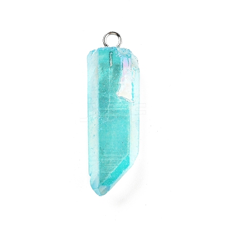 Electroplated Natural Quartz Pendants G-P315-B01-11P-1