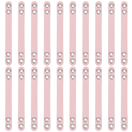 20Pcs Imitation Leather Bag Webbing Straps with Silver Color Plated Metal Eyelets for Bag Accessories DIY-NB0016-35E-1