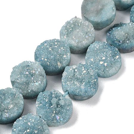 Electroplated Natural Druzy Agate Beads Strands G-M433-01I-1