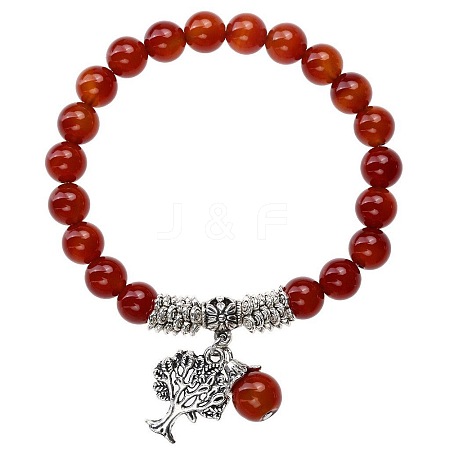 8mm Natural Carnelian Stretch Bracelets ME8493-9-1