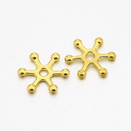 Tibetan Style Alloy Snowflake Beads X-TIBEB-S006-G-FF-1