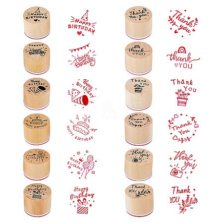 SUPERFINDINGS 2 Sets 2 Styles Wooden Stamps AJEW-FH0004-71-1