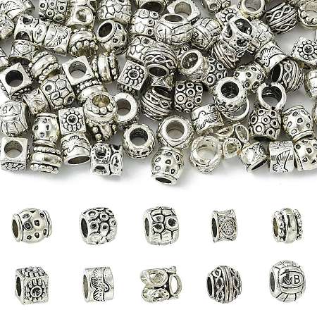 100Pcs 10 Styles Tibetan Style Alloy European Beads FIND-CJ0003-72-1