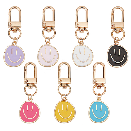 ARRICRAFT 14Pcs 7 Colors Smiling Face Enamel Pendant Decorations KEYC-AR0001-25-1