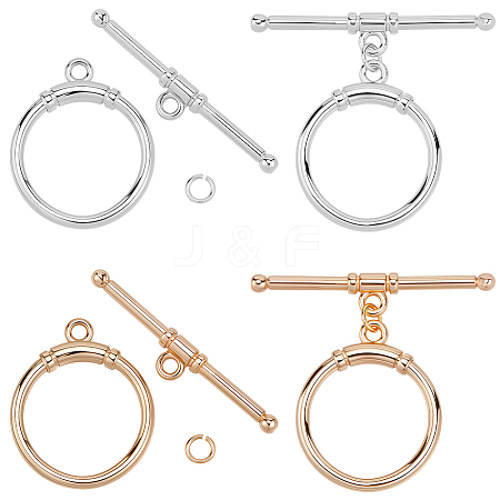 10Pcs 2 Colors Brass Toggle Clasps KK-BBC0021-22A-1