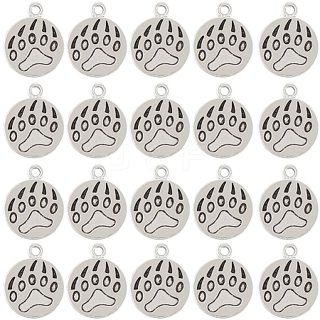 SUNNYCLUE 80Pcs Dog Paw Print Tibetan Style Alloy Pendant Enamel Settings TIBEP-SC0002-72-1