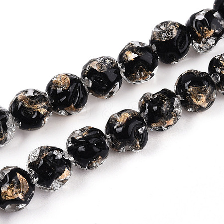 Handmade Gold Foil Glass Beads Strands FOIL-N029-04E-1