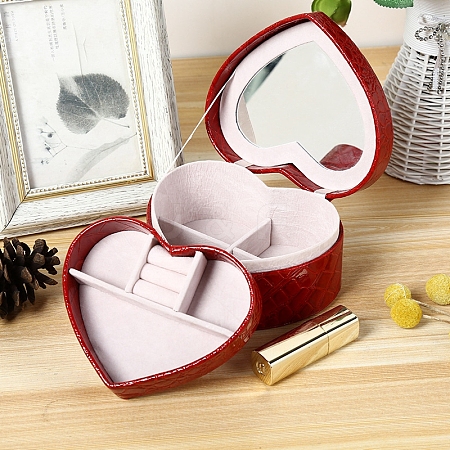 Heart PU Leather & Velvet Jewelry Storage Boxs PW-WGA7E89-01-1