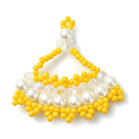 Glass Seed Beaded Pendants PALLOY-MZ01415-01-1