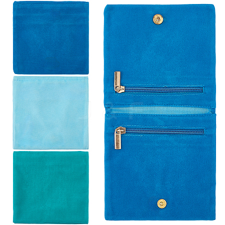 3Pcs 3 Colors Folding Velvet Jewelry Storage Bags for Earrings Rings Bracelets ABAG-CN0001-69C-1