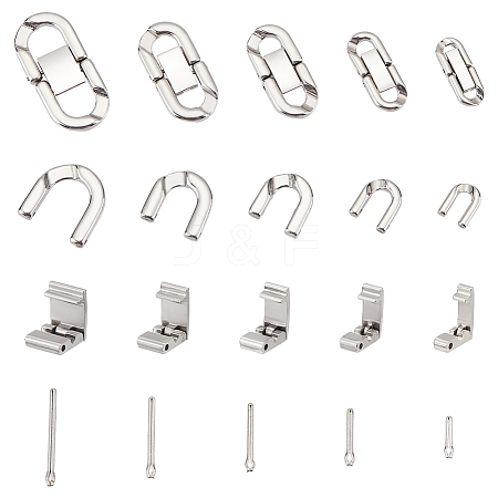 Unicraftale 10Pcs 5 Styles 304 Stainless Steel Fold Over Clasp STAS-UN0049-94-1