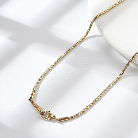 Ion Plating(IP) 304 Stainless Steel Round Snake Chain Necklace for Women NJEW-G097-01G-1
