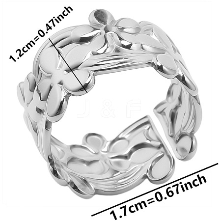 Minimalist Flower 304 Stainless Steel Cuff Rings RS4227-1-1