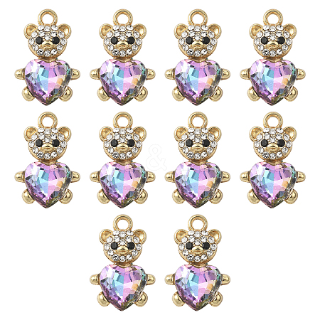 10Pcs Alloy Glass Pendants GLAA-YW0005-41G-03-1