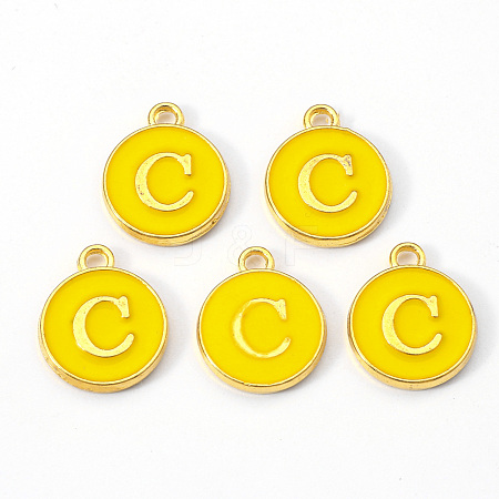 Golden Plated Alloy Enamel Charms ENAM-S118-09C-1