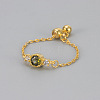 Adjustable Brass Micro Pave Cubic Zirconia Finger Rings WG86157-01-3