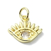 Eye Theme Brass Micro Pave Cubic Zirconia Charms KK-H475-58G-10-1