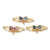 Brass Micro Pave Clear Cubic Zirconia Fold Over Clasps KK-K385-007G-1