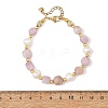 Natural Kunzite Nuggets and Potato Natural Cultured Freshwater Pearl Beaded Bracelets BJEW-JB14388-4