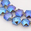 Hexagon Electroplate Full Rainbow Plated Glass Beads Strands X-EGLA-P015-F08-2