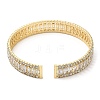 Rack Plating Brass Cubic Zirconia Rectangle Open Cuff Bangle for Women BJEW-M298-08G-2