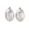 Oval 304 Stainless Steel Stud Earrings for Women EJEW-L272-011P-1