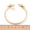 304 Stainless Steel Flower Cuff Bangles for Women BJEW-Z157-02G-01-3