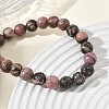 Natural Rhodonite Round Beaded Stretch Bracelets GG-CBA12F1-02A-01-3