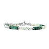 Bohemian Dyed Synthetic Malachite Cuboid and Glass Beaded Bracelets with 304 Stainless Steel End Chains PX2979-4-1
