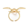 Brass Bird Open Cuff Ring for Women RJEW-C102-05G-3