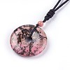 Adjustable Natural Rhodonite Pendant Necklaces NJEW-A125-C01-2