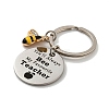 Teacher's Day Gift 201 Stainless Steel Flat Round with Word Keychains KEYC-FS0001-09-2
