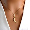 Moon Brass Micro Pave Clear Cubic Zirconia Pendant Necklaces FS-WGD2E00-01-2