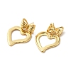 Heart & Bowknot Brass Dangle Stud Earrings EJEW-G382-04G-2