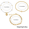 3Pcs Glass Beaded & Brass Charm Stackable Bracelet Sets NI4761-4